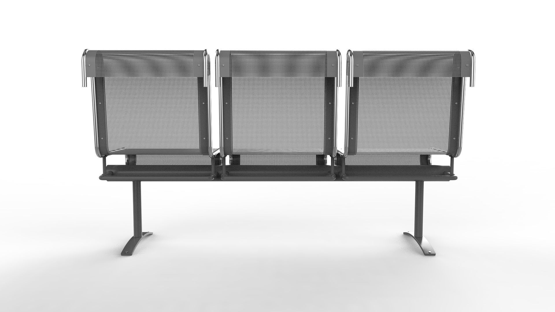Waiting Room Chair 3 Seats 3D model_5