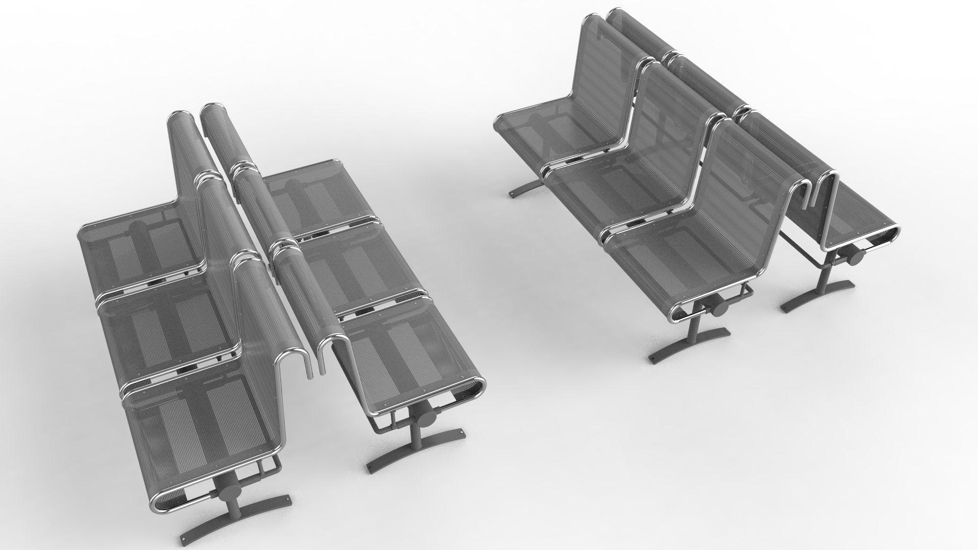 Waiting Room Chair 3 Seats 3D model_15