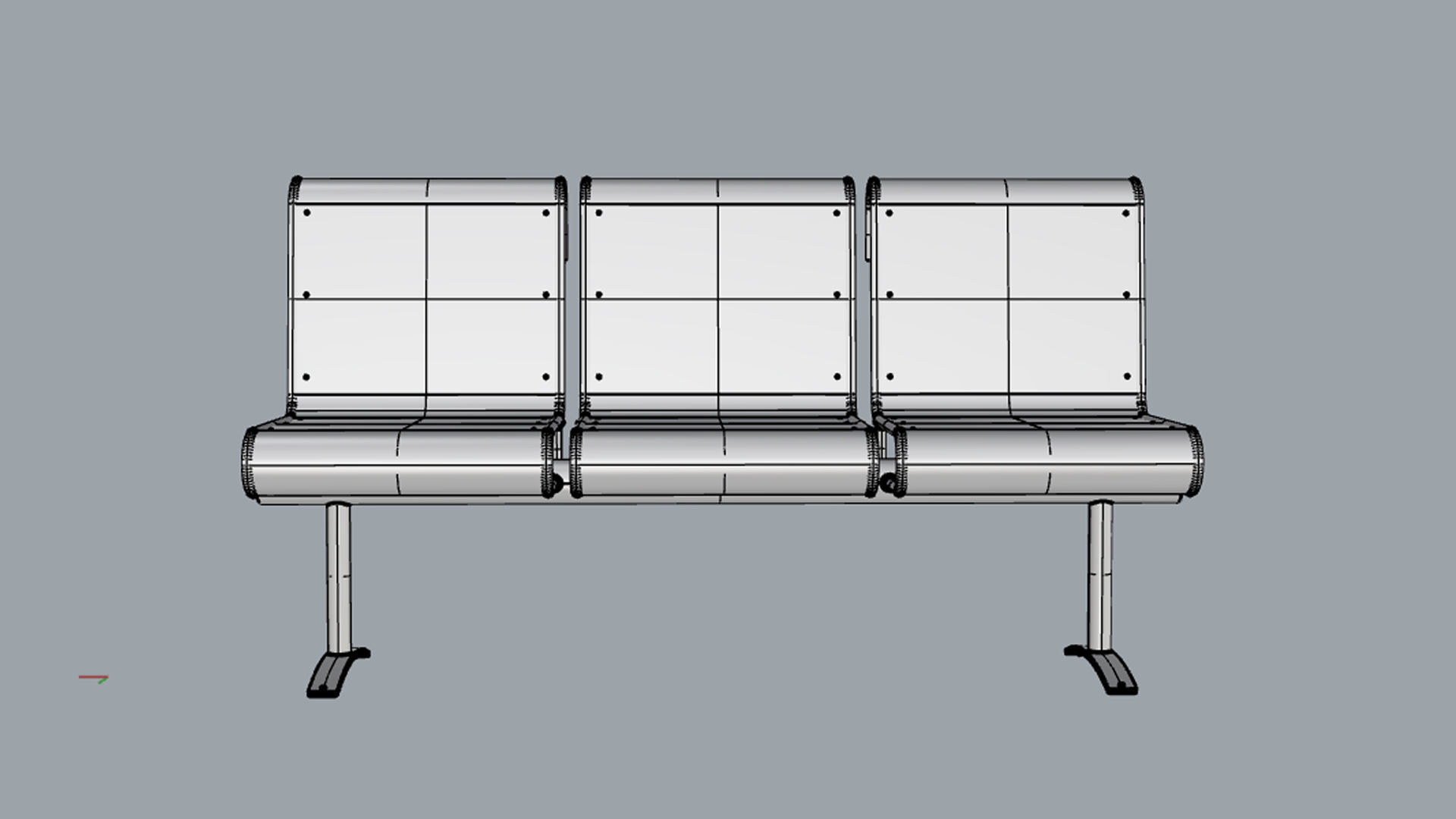 Waiting Room Chair 3 Seats 3D model_19