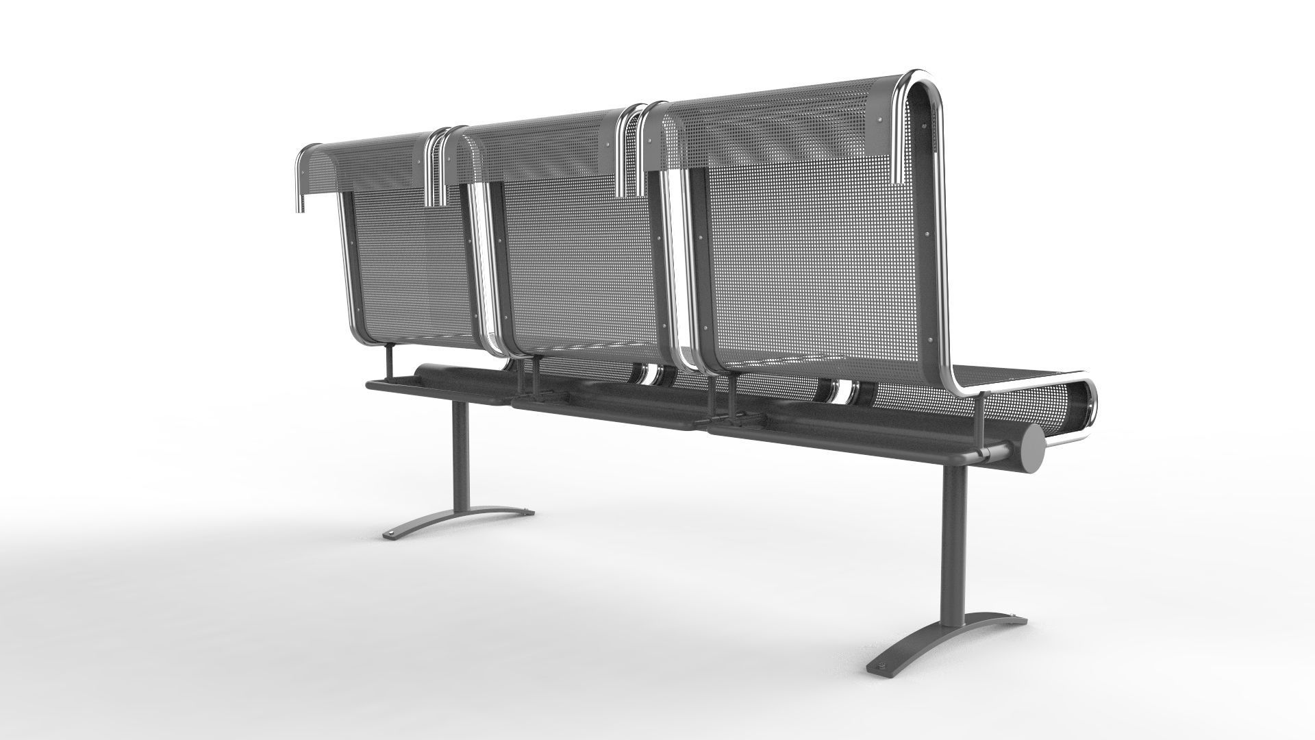 Waiting Room Chair 3 Seats 3D model_4