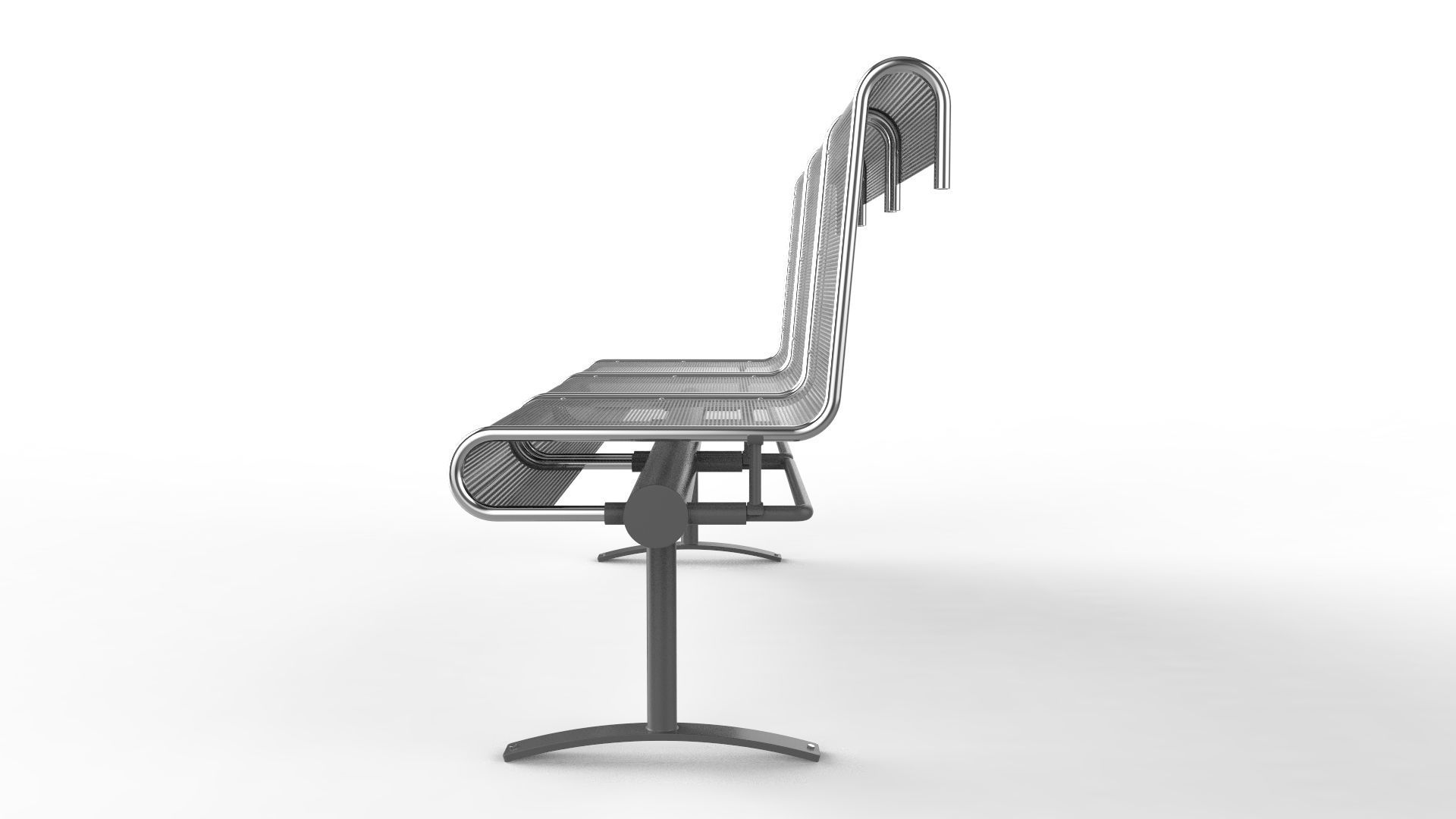 Waiting Room Chair 3 Seats 3D model_7