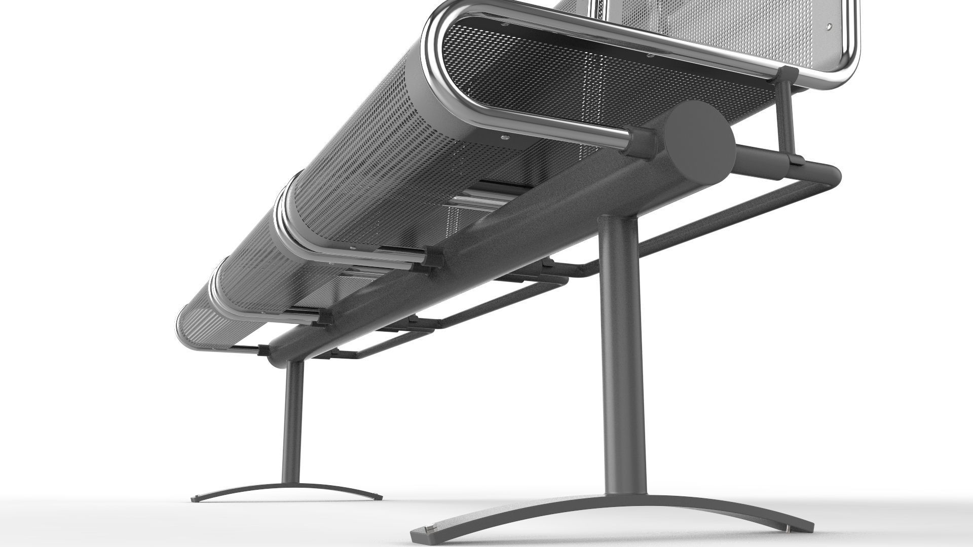 Waiting Room Chair 3 Seats 3D model_11