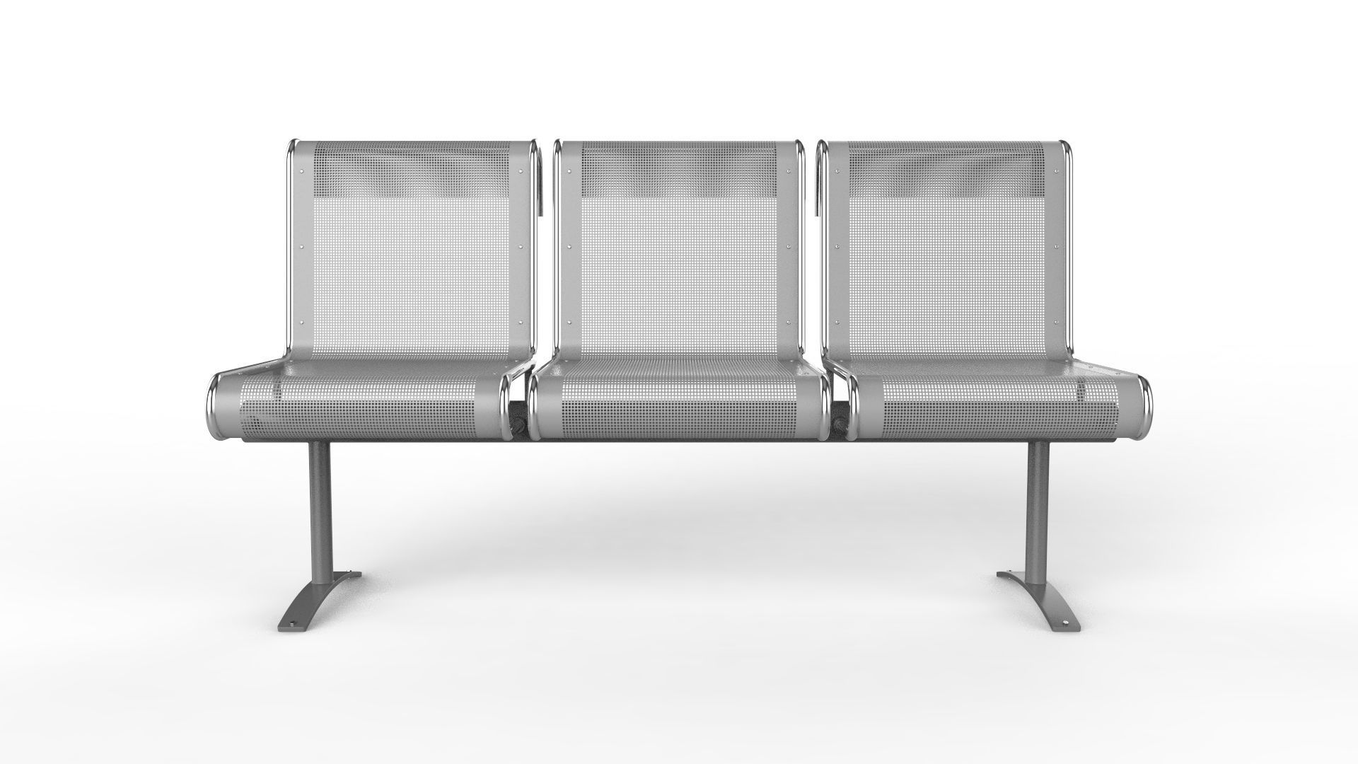 Waiting Room Chair 3 Seats 3D model_1