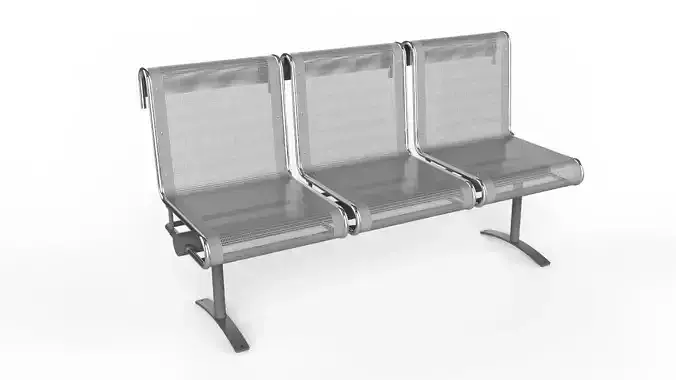 Waiting Room Chair 3 Seats 3D model