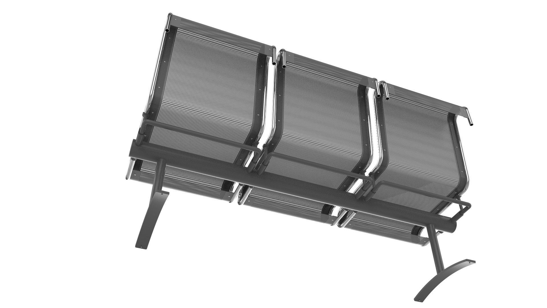 Waiting Room Chair 3 Seats 3D model_10