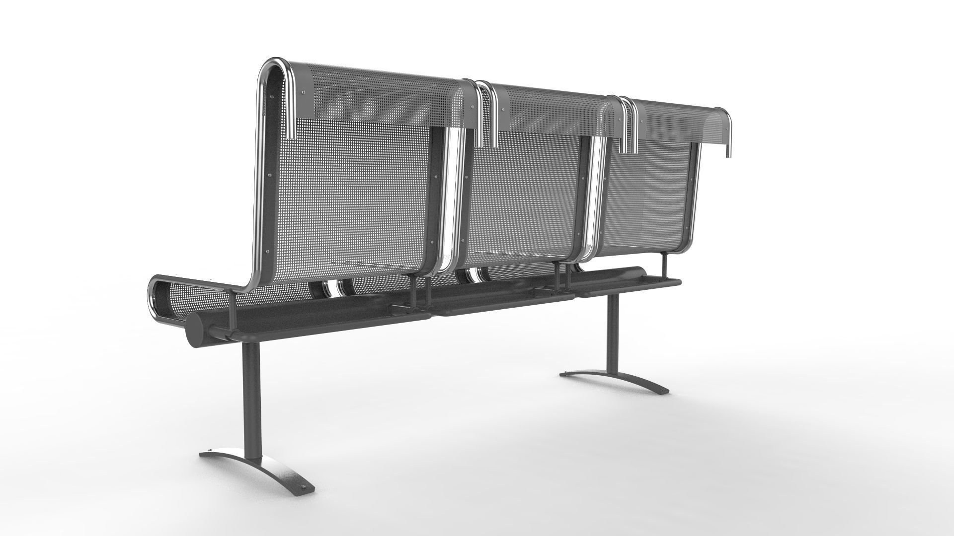 Waiting Room Chair 3 Seats 3D model_6