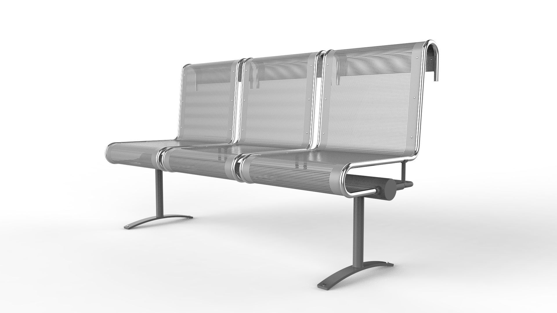 Waiting Room Chair 3 Seats 3D model_8