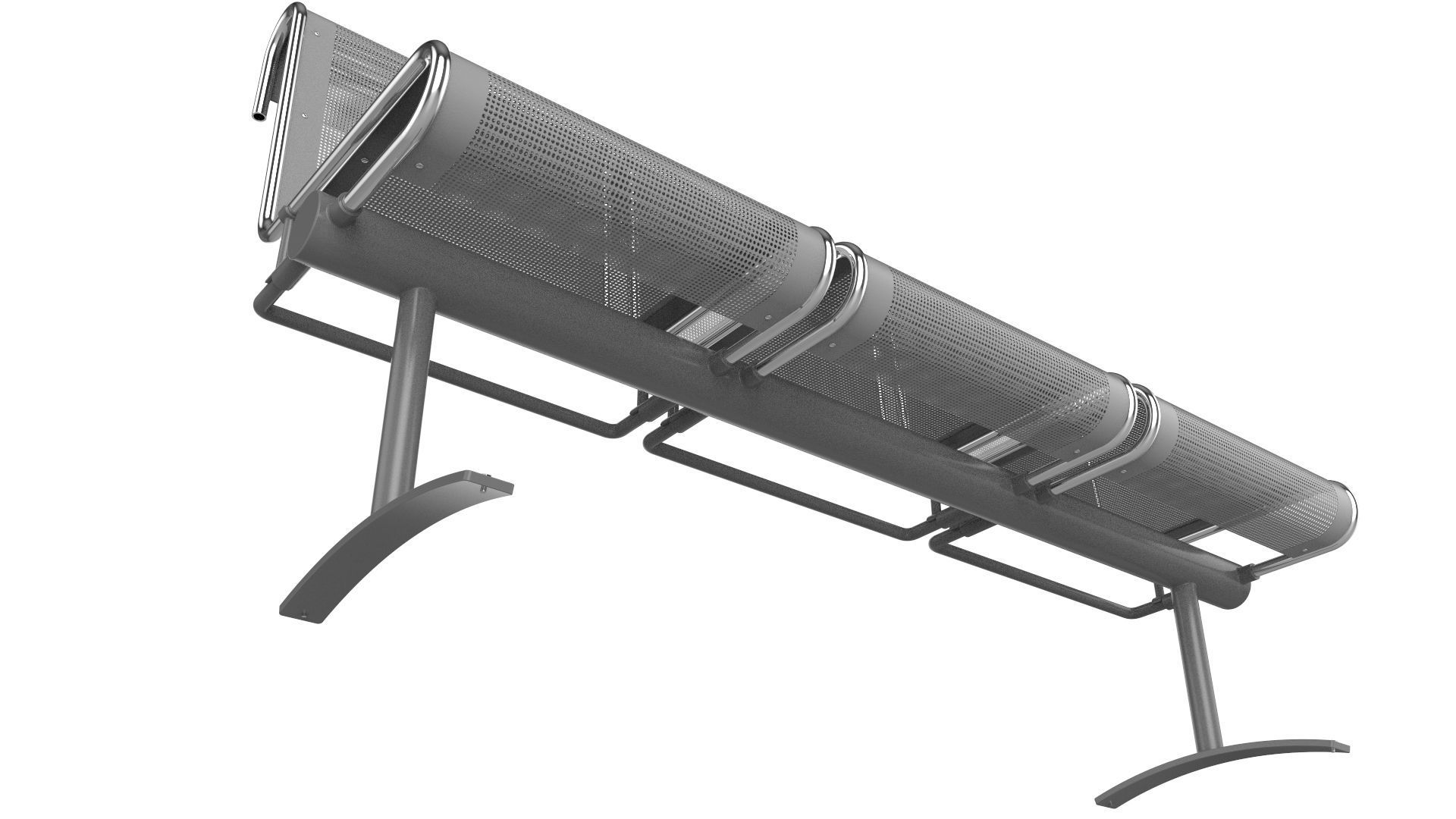 Waiting Room Chair 3 Seats 3D model_9