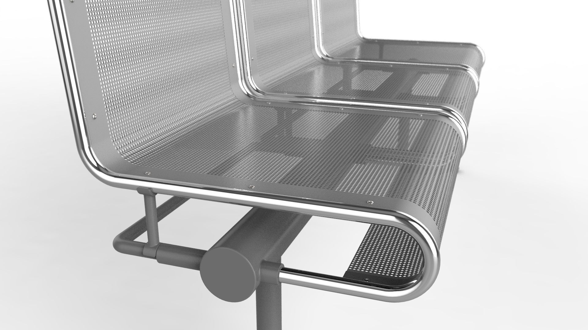 Waiting Room Chair 3 Seats 3D model_12