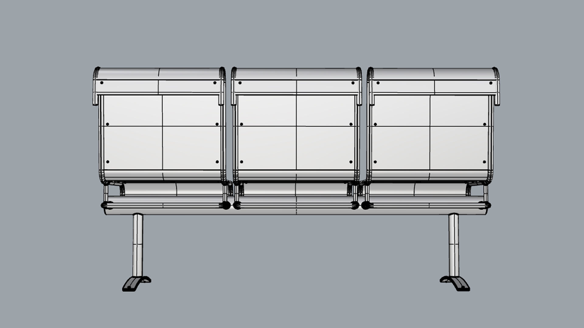 Waiting Room Chair 3 Seats 3D model_17