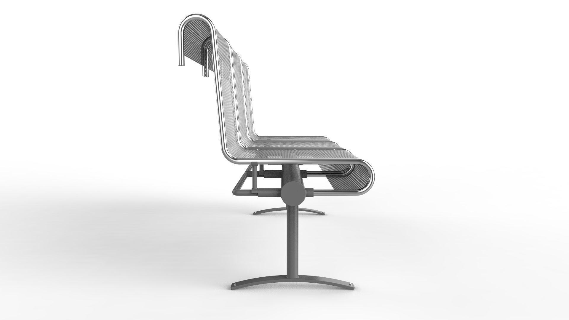 Waiting Room Chair 3 Seats 3D model_3