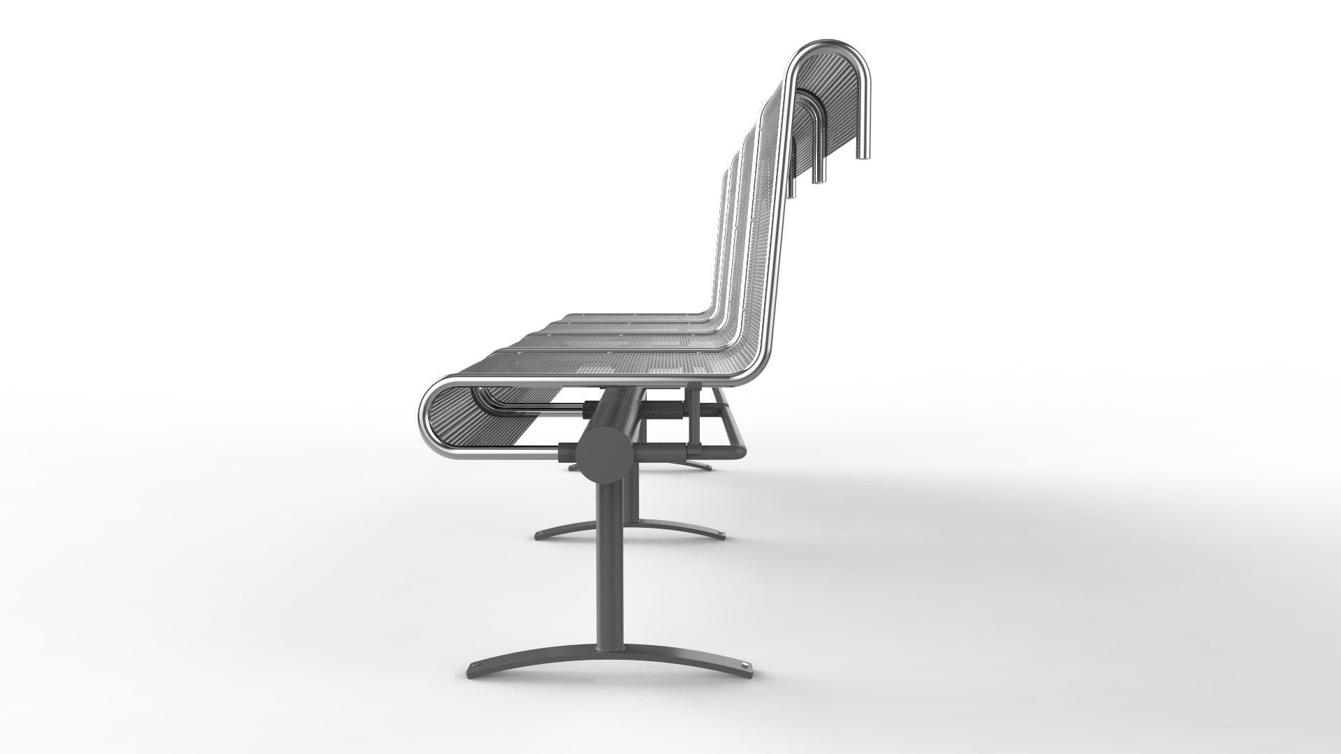 Waiting Room Chair 4 Seats 3D model_7
