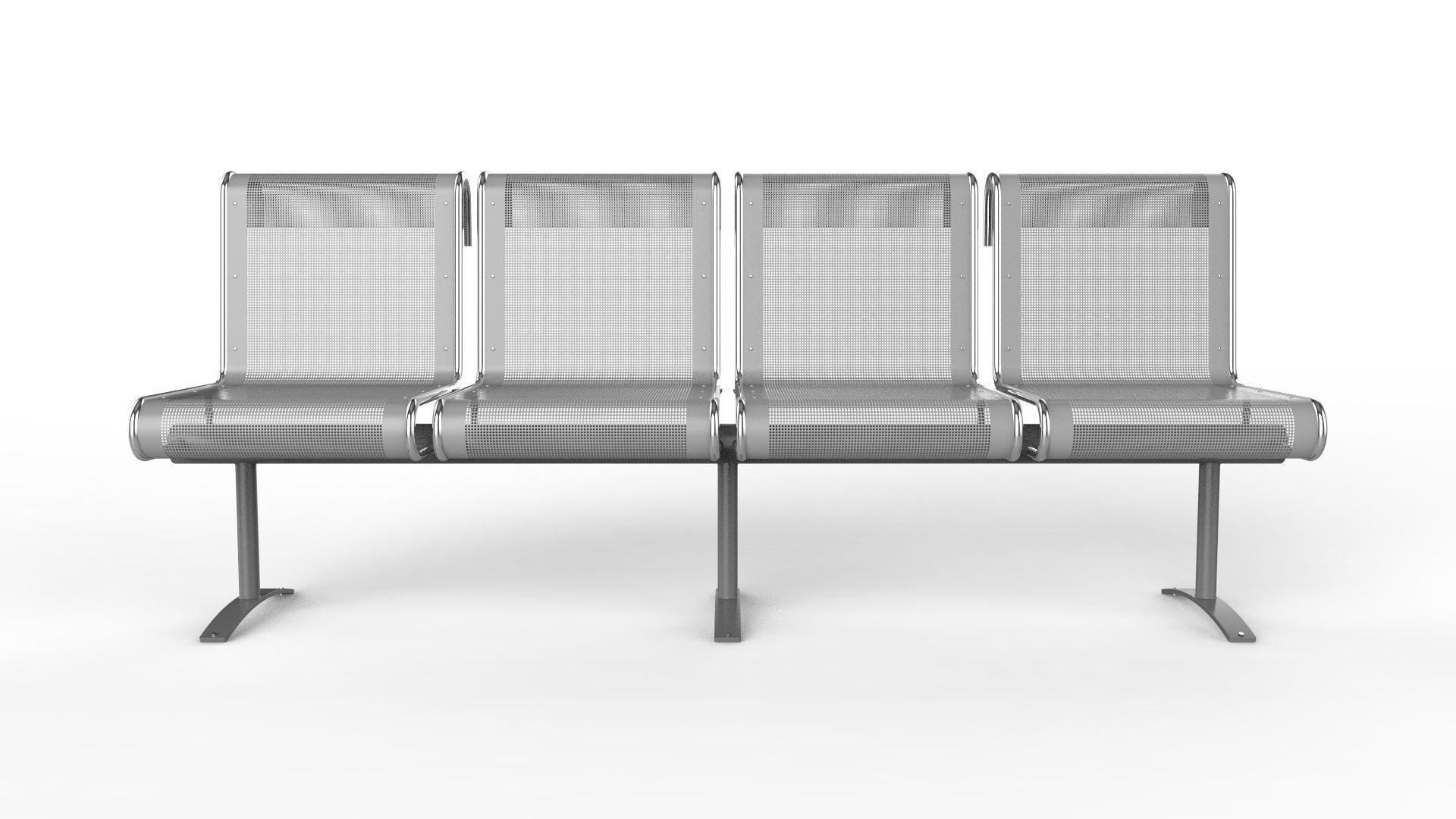 Waiting Room Chair 4 Seats 3D model_1