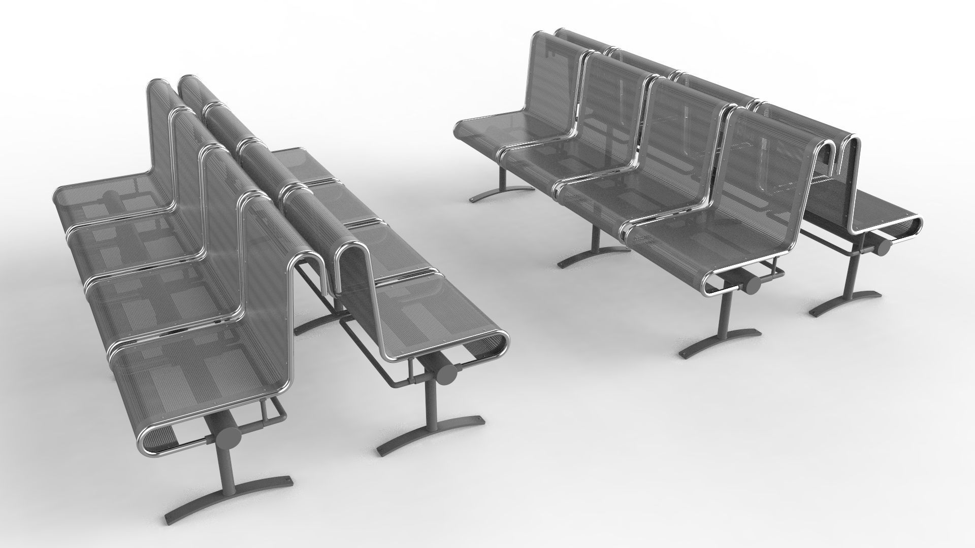 Waiting Room Chair 4 Seats 3D model_15