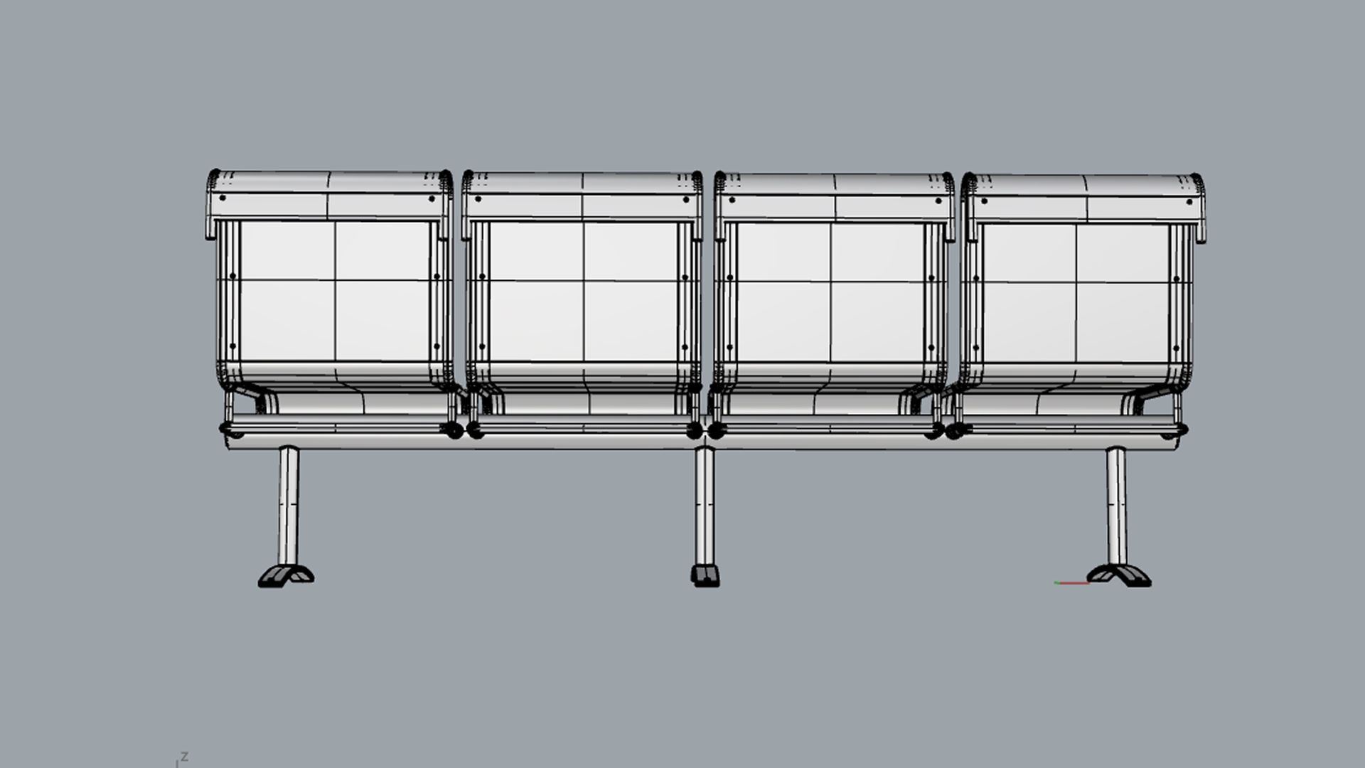 Waiting Room Chair 4 Seats 3D model_19