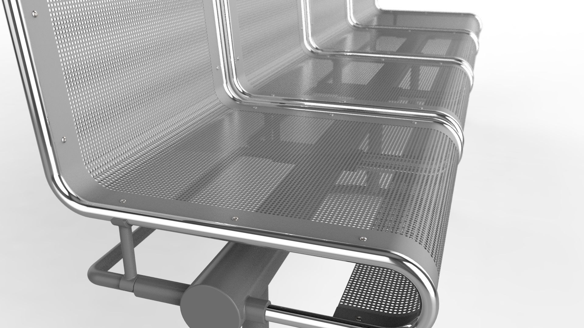 Waiting Room Chair 4 Seats 3D model_13