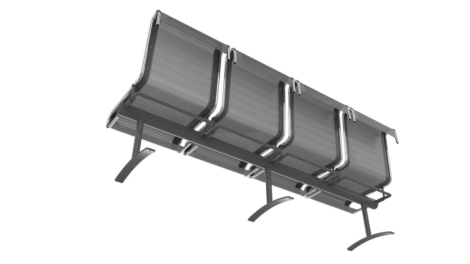 Waiting Room Chair 4 Seats 3D model_9