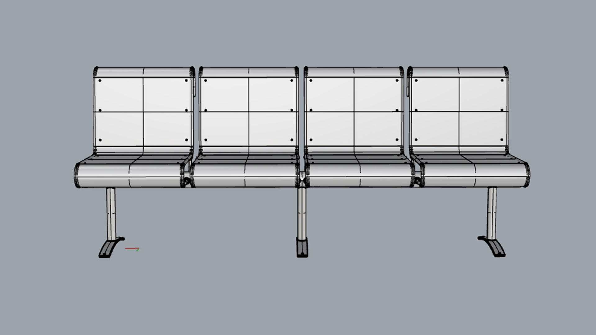 Waiting Room Chair 4 Seats 3D model_21