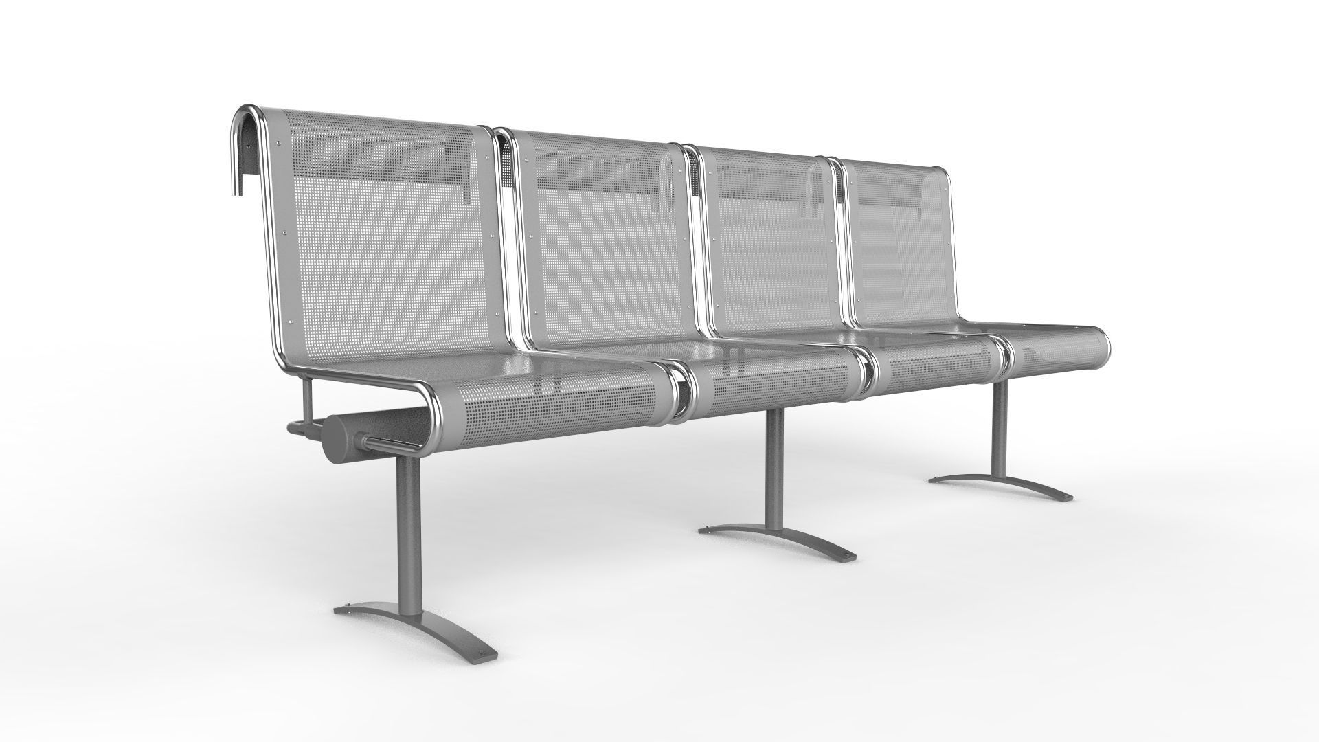 Waiting Room Chair 4 Seats 3D model_2