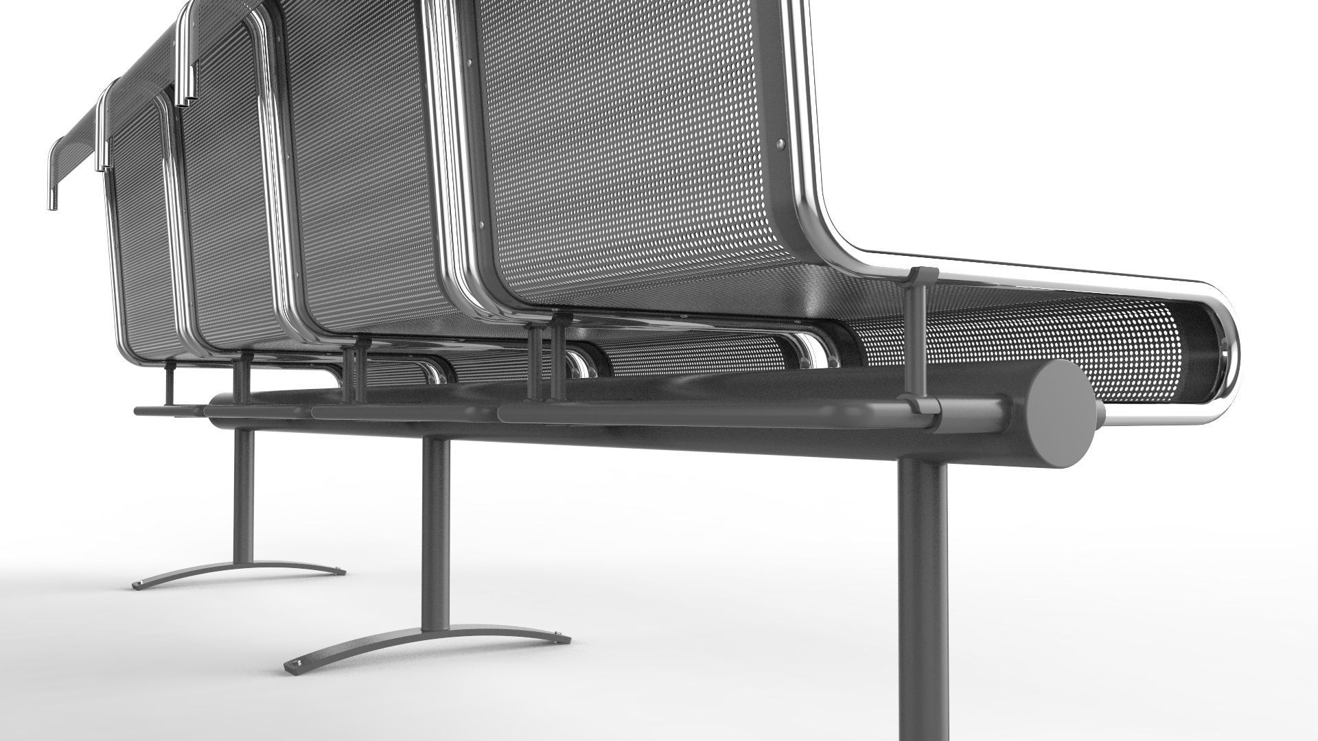 Waiting Room Chair 4 Seats 3D model_12