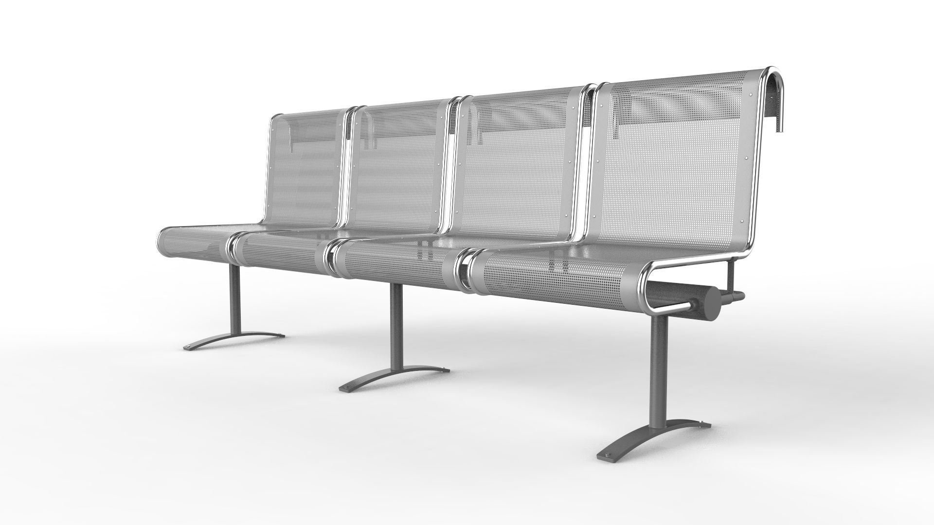 Waiting Room Chair 4 Seats 3D model_8