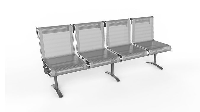 Waiting Room Chair 4 Seats 3D model