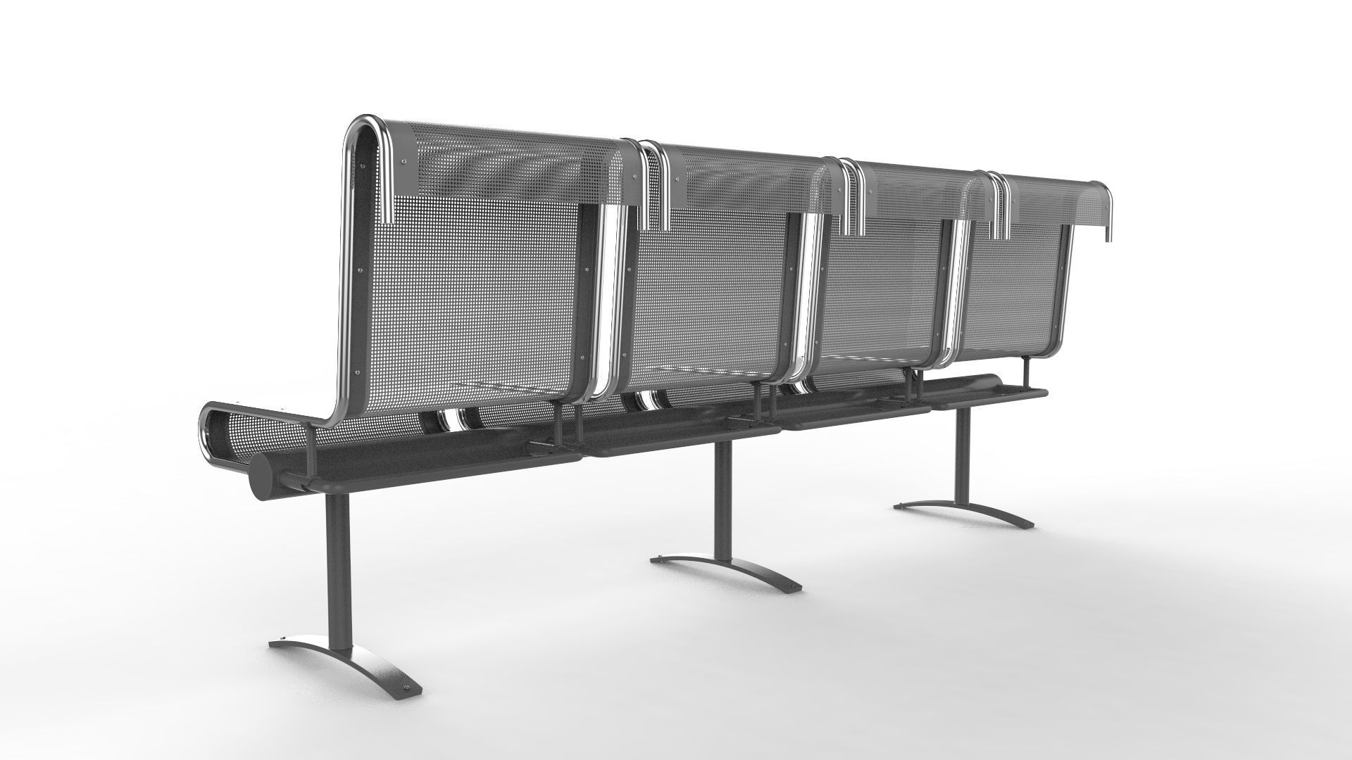 Waiting Room Chair 4 Seats 3D model_6