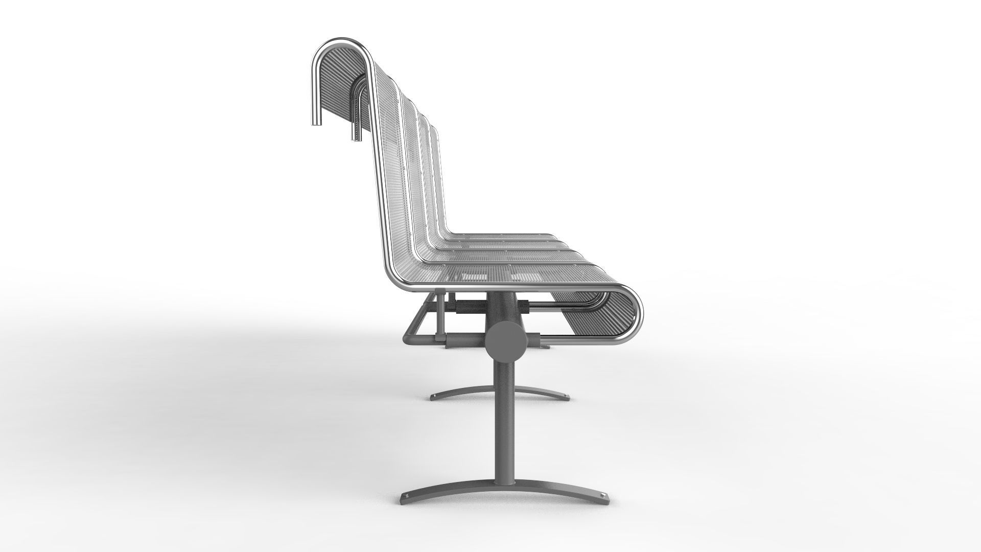 Waiting Room Chair 4 Seats 3D model_3