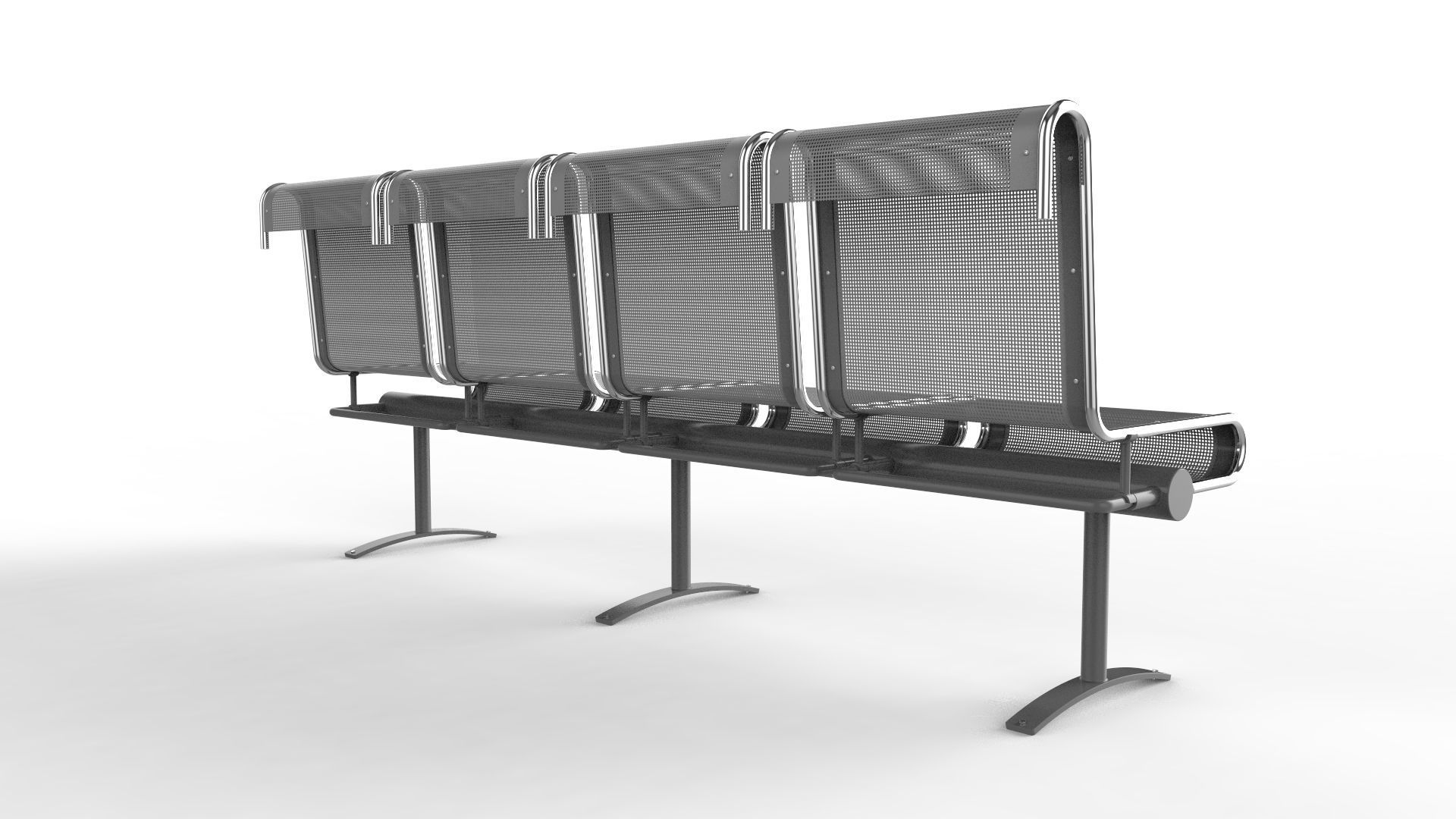 Waiting Room Chair 4 Seats 3D model_4