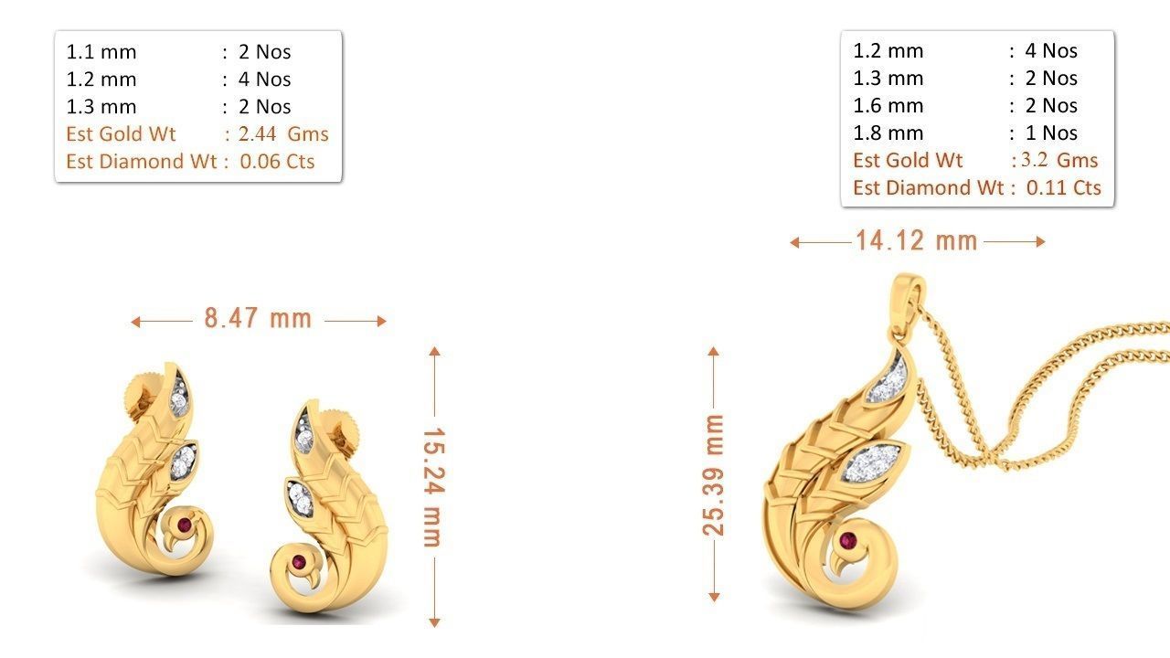 100 pendant earrings set 3dm stl render detail 3D print model 3D print model_64