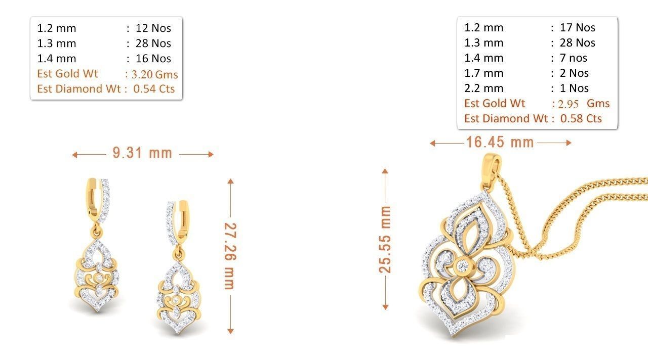 100 pendant earrings set 3dm stl render detail 3D print model 3D print model_79