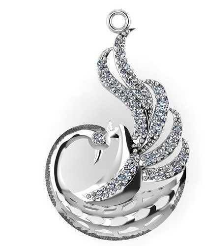 bird model swan pendant gold with diamonds 3D print model