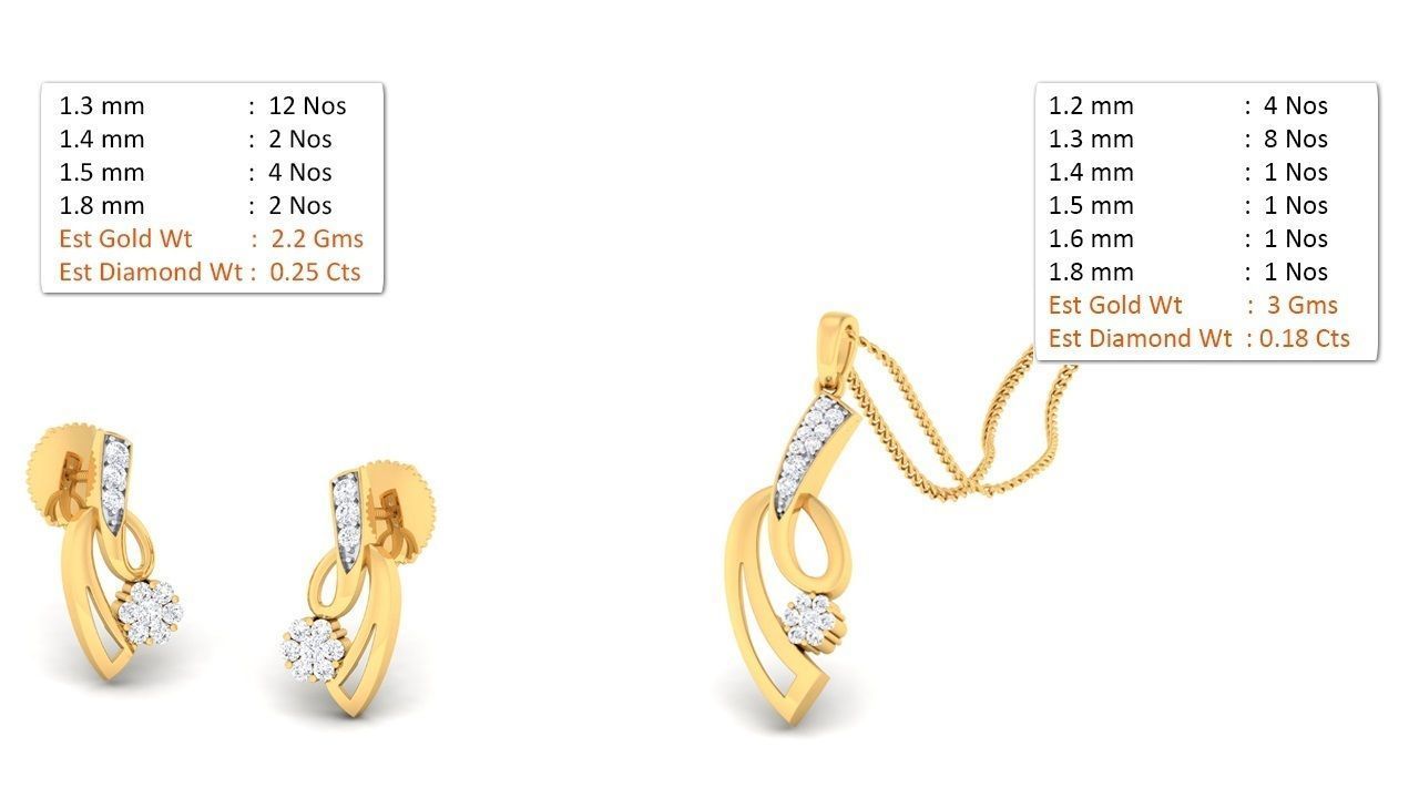 188 pendant earrings set 3dm render stl details bulk collection 3D print model_12