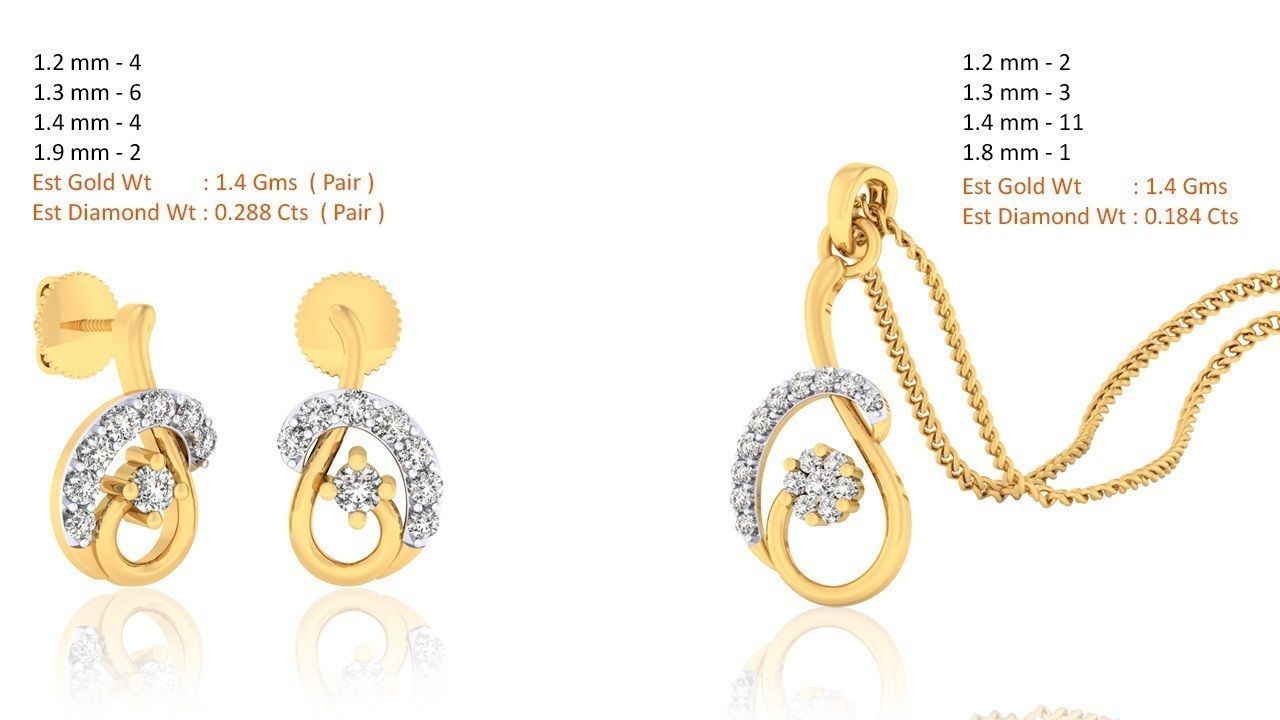 188 pendant earrings set 3dm render stl details bulk collection 3D print model_42