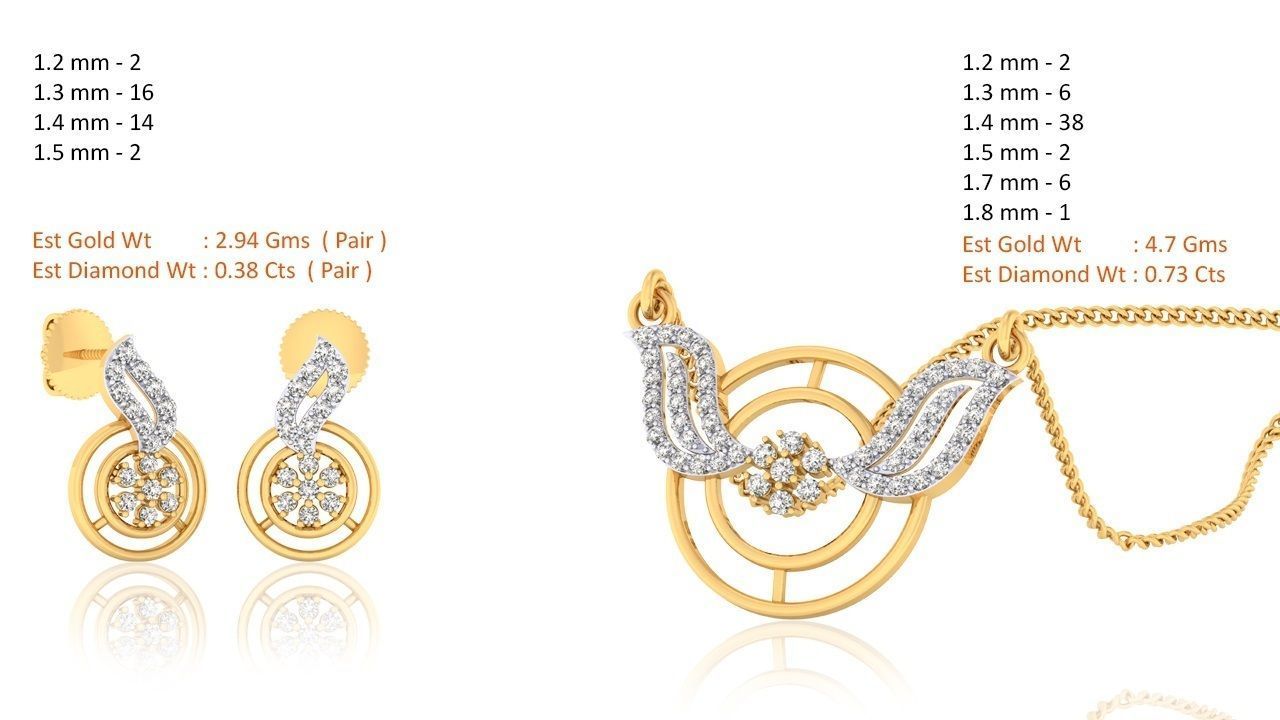 188 pendant earrings set 3dm render stl details bulk collection 3D print model_74