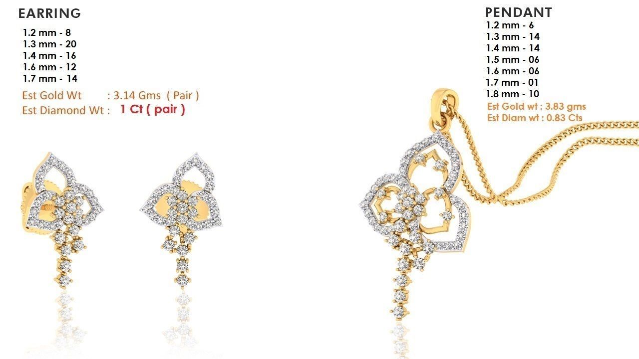 188 pendant earrings set 3dm render stl details bulk collection 3D print model_69