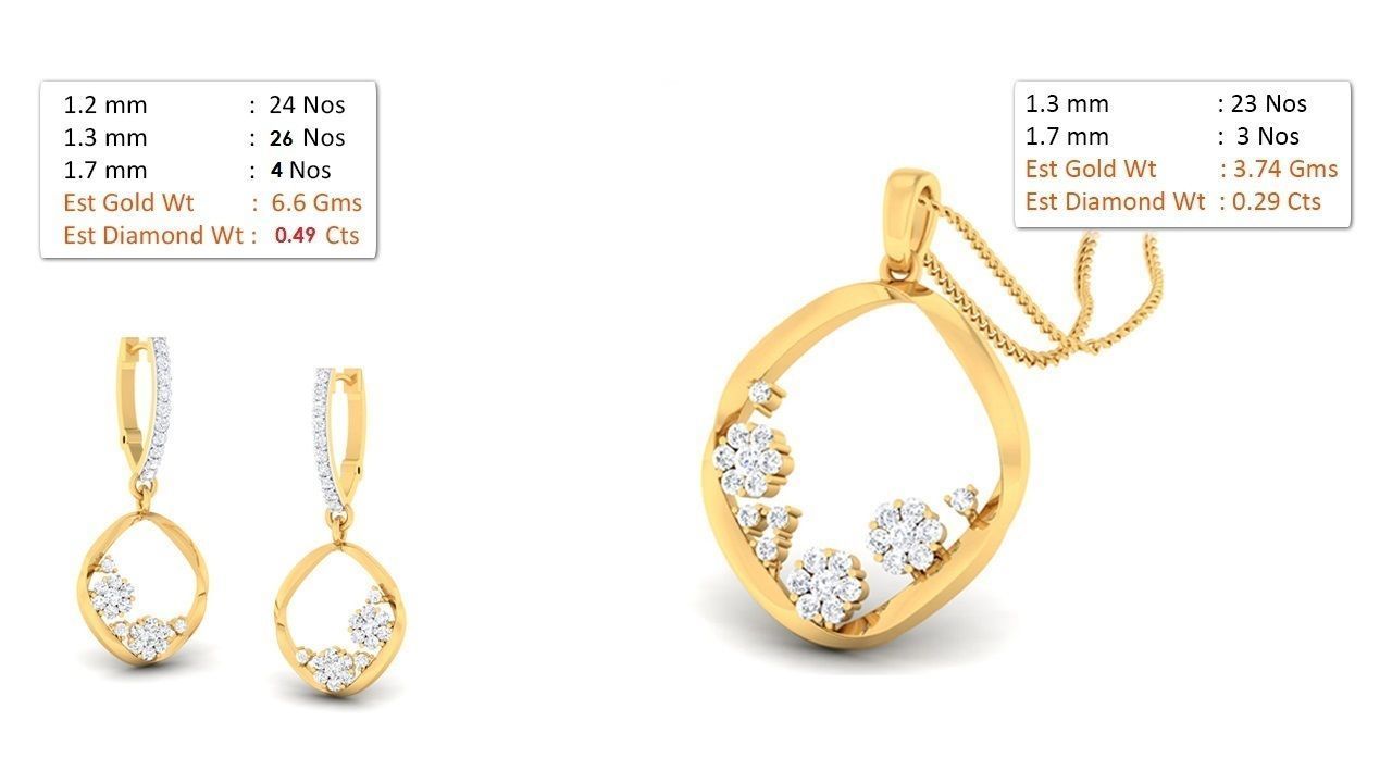 188 pendant earrings set 3dm render stl details bulk collection 3D print model_80