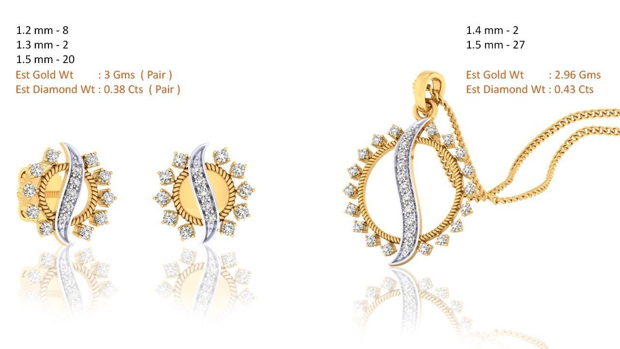 188 pendant earrings set 3dm render stl details bulk collection 3D print model_30