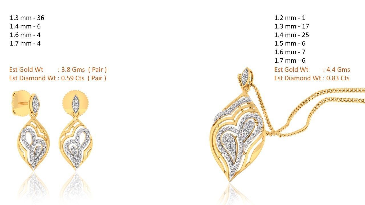 188 pendant earrings set 3dm render stl details bulk collection 3D print model_71