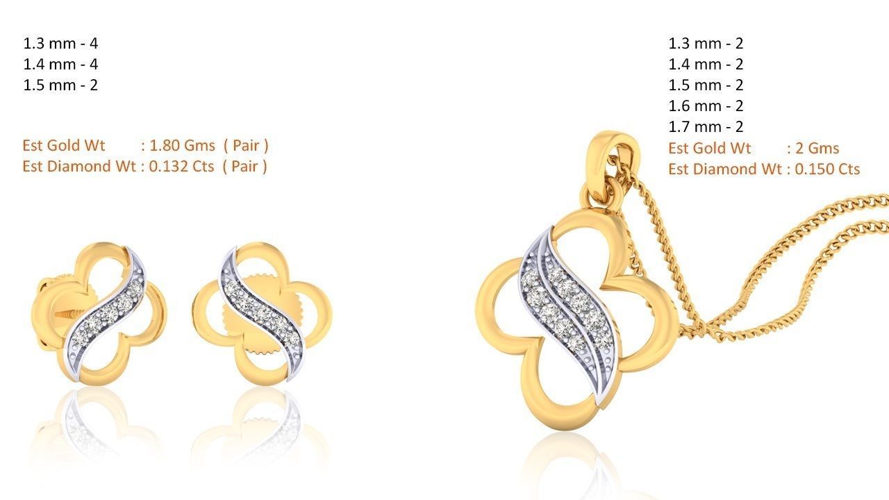 188 pendant earrings set 3dm render stl details bulk collection 3D print model_21