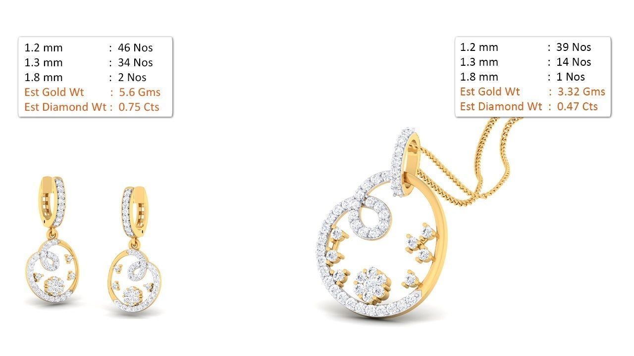 188 pendant earrings set 3dm render stl details bulk collection 3D print model_87