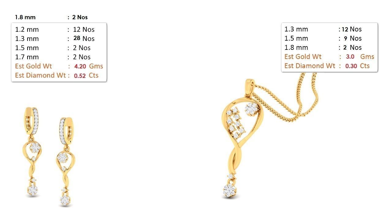 188 pendant earrings set 3dm render stl details bulk collection 3D print model_9