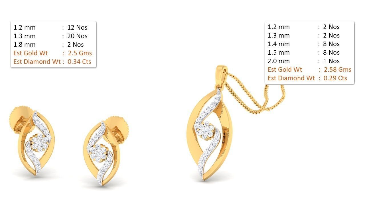 188 pendant earrings set 3dm render stl details bulk collection 3D print model_96