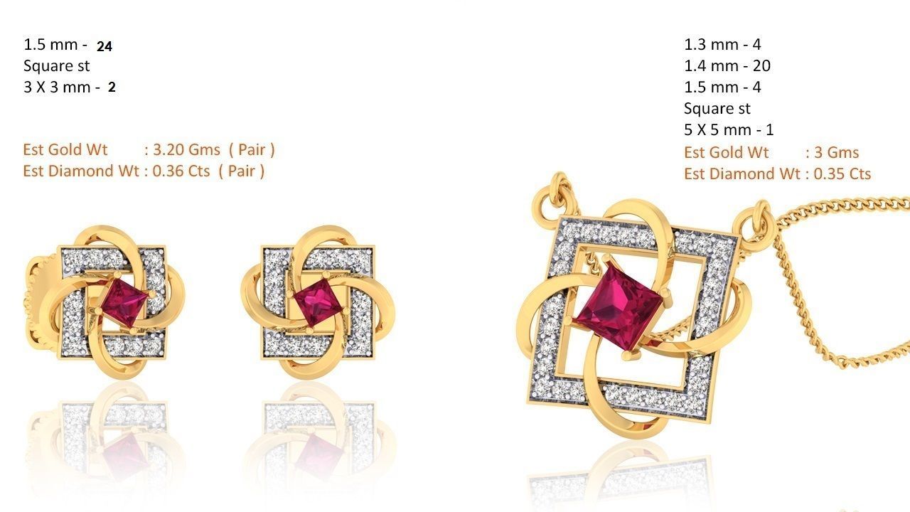 188 pendant earrings set 3dm render stl details bulk collection 3D print model_33