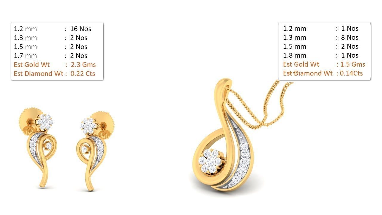 188 pendant earrings set 3dm render stl details bulk collection 3D print model_15
