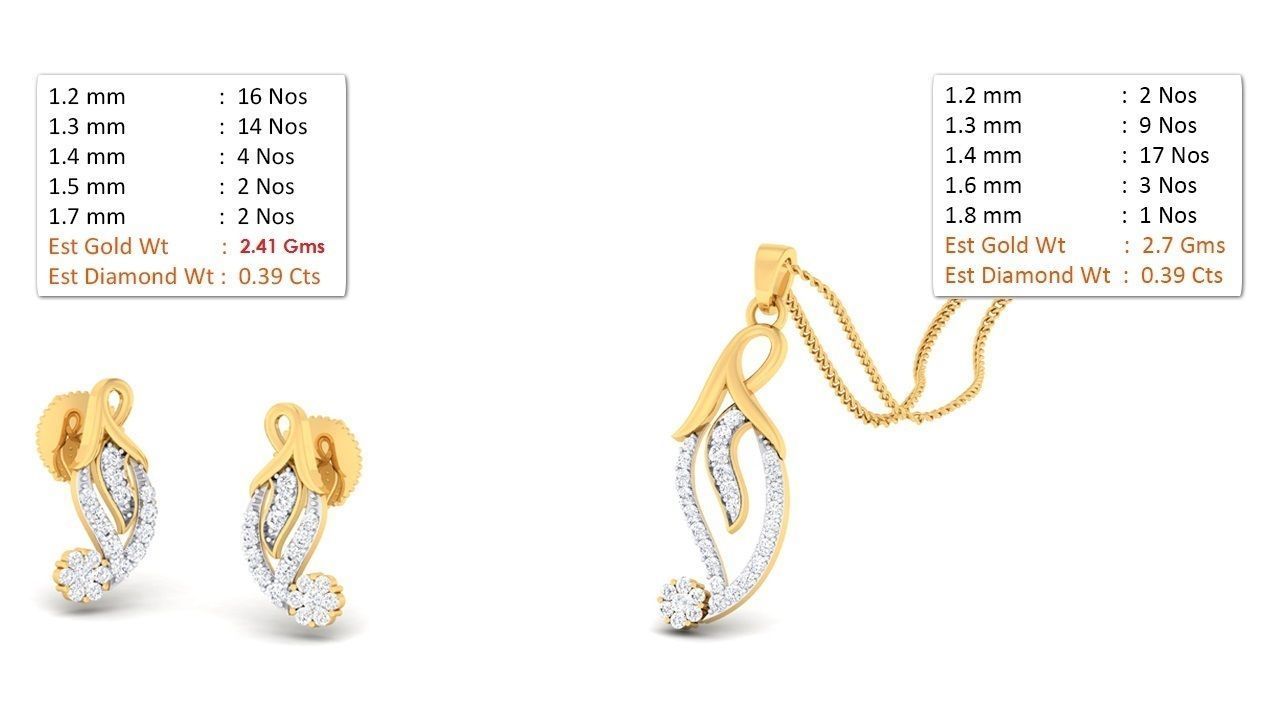 188 pendant earrings set 3dm render stl details bulk collection 3D print model_89