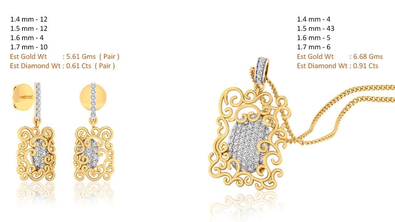 188 pendant earrings set 3dm render stl details bulk collection 3D print model_66