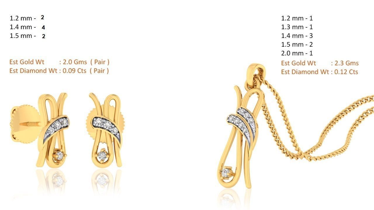 188 pendant earrings set 3dm render stl details bulk collection 3D print model_55