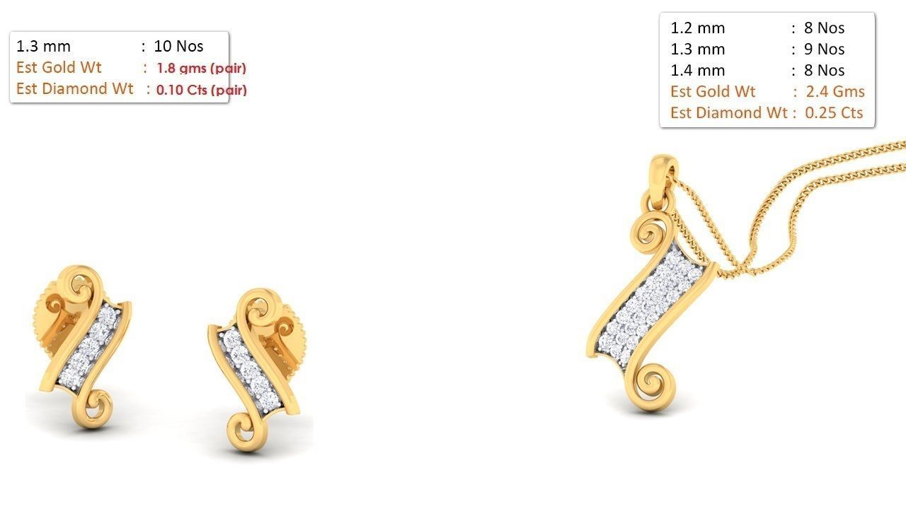 188 pendant earrings set 3dm render stl details bulk collection 3D print model_108