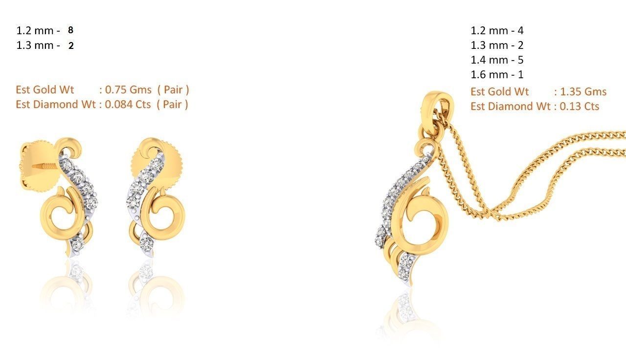 188 pendant earrings set 3dm render stl details bulk collection 3D print model_49